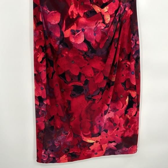 Lauren Ralph Lauren Womens Drape Neck Dark Floral Dress Size‎ 8 Romantic Moody - Picture 3 of 8